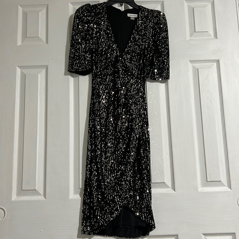 Calvin Klein black sequence mini dress
